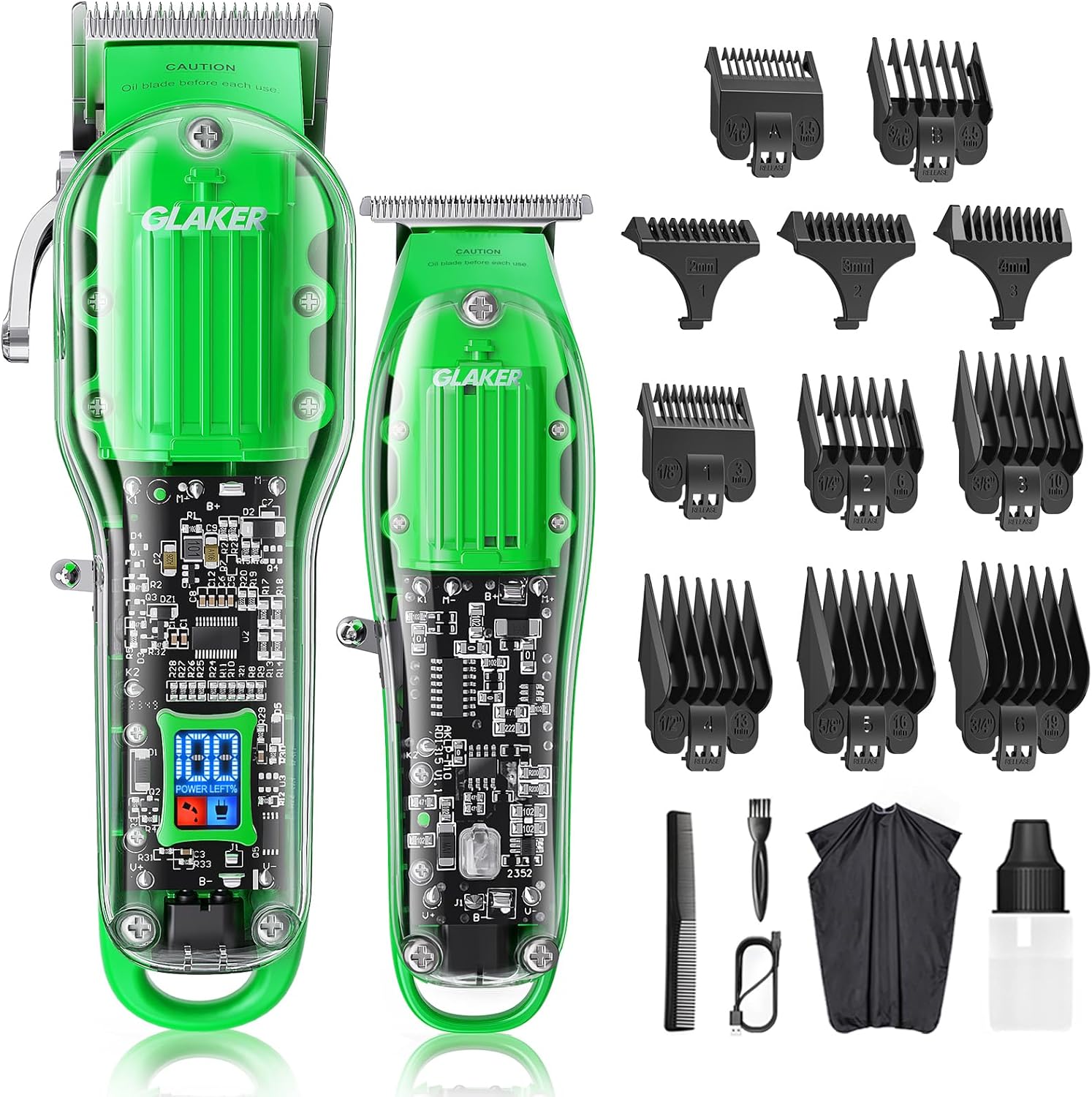 GLAKER Hair Clippers for Men - Professional Cordless Barber Kit