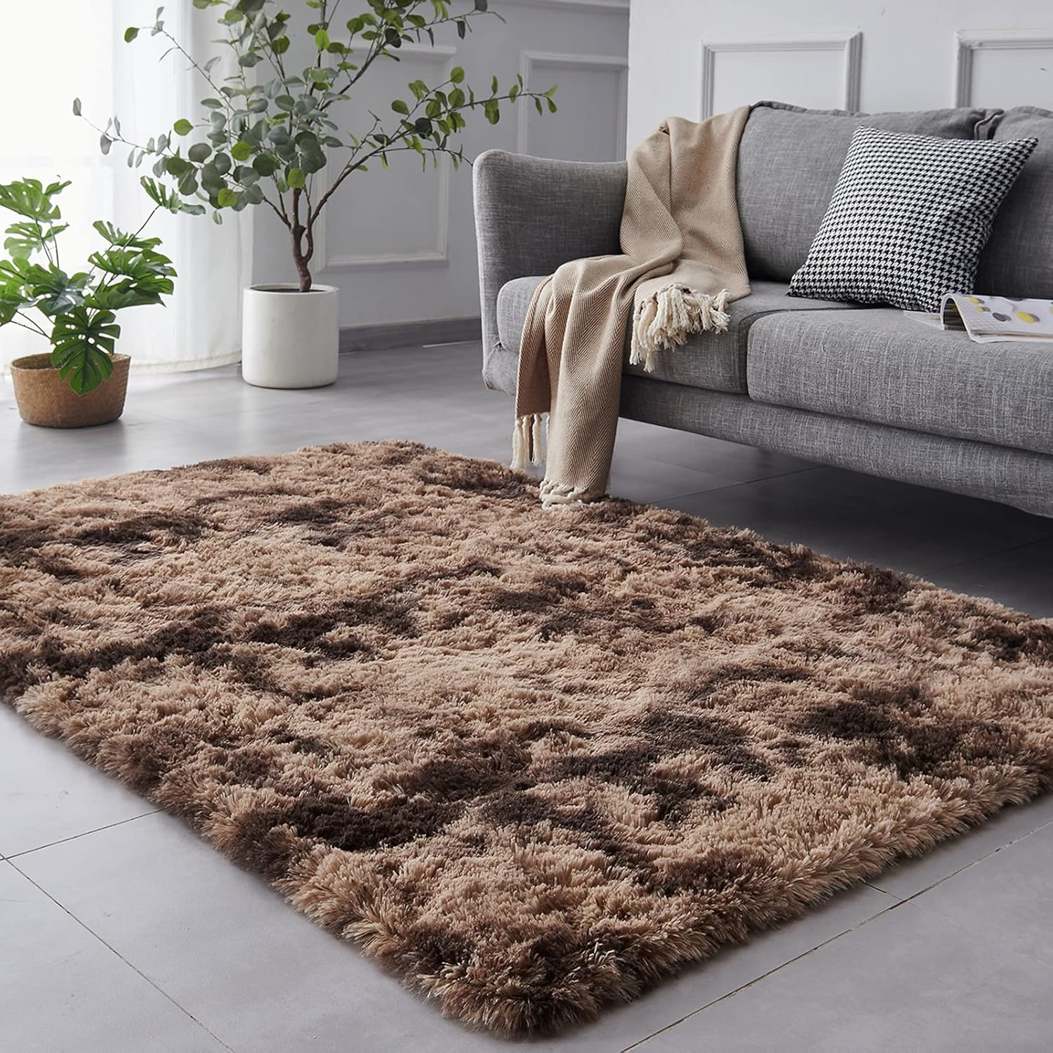 TABAYON 8 x 10 Feet Shag Area Rug for Modern Nursery Decor