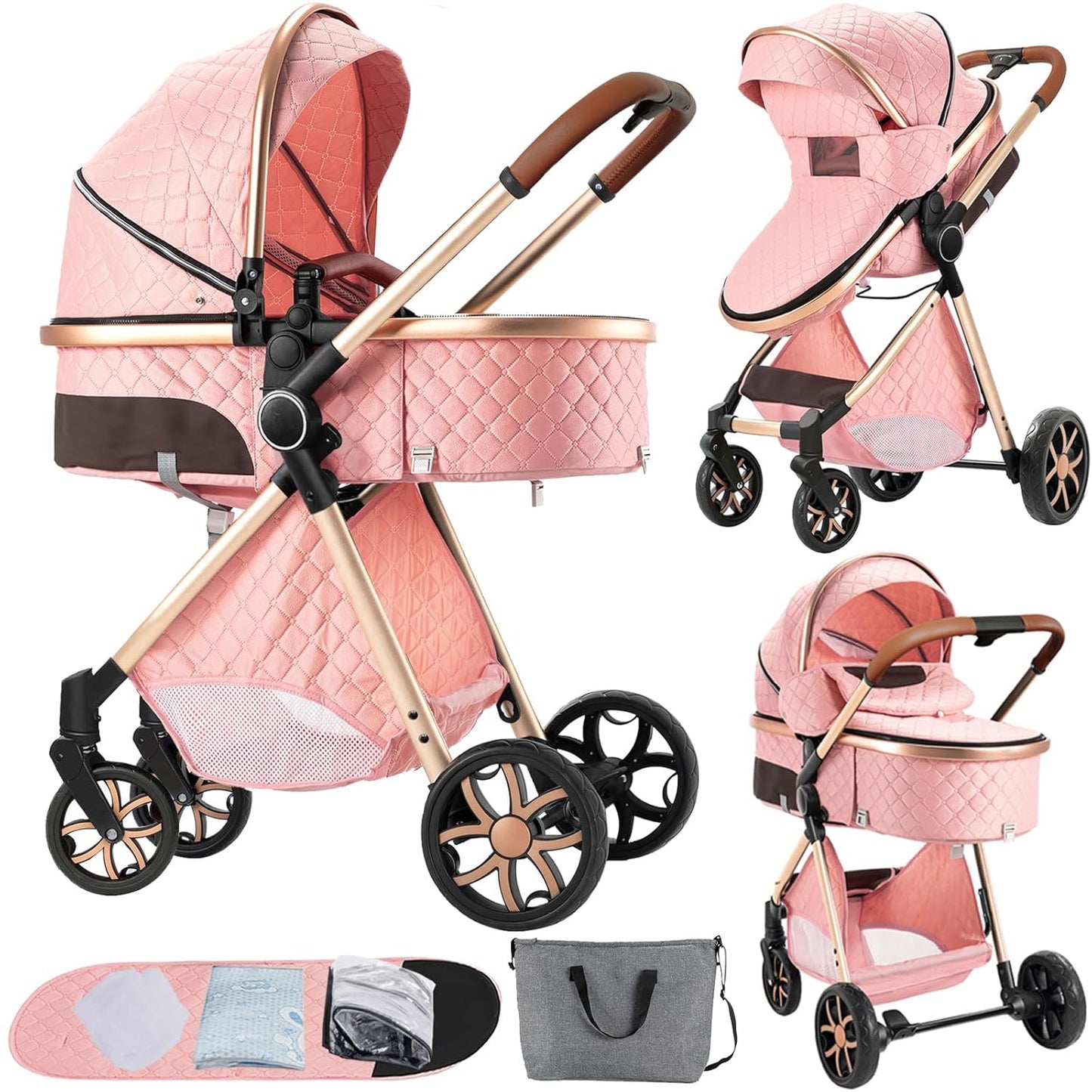 2 in 1 Baby Stroller Reversible Portable Pushchair for Newborns