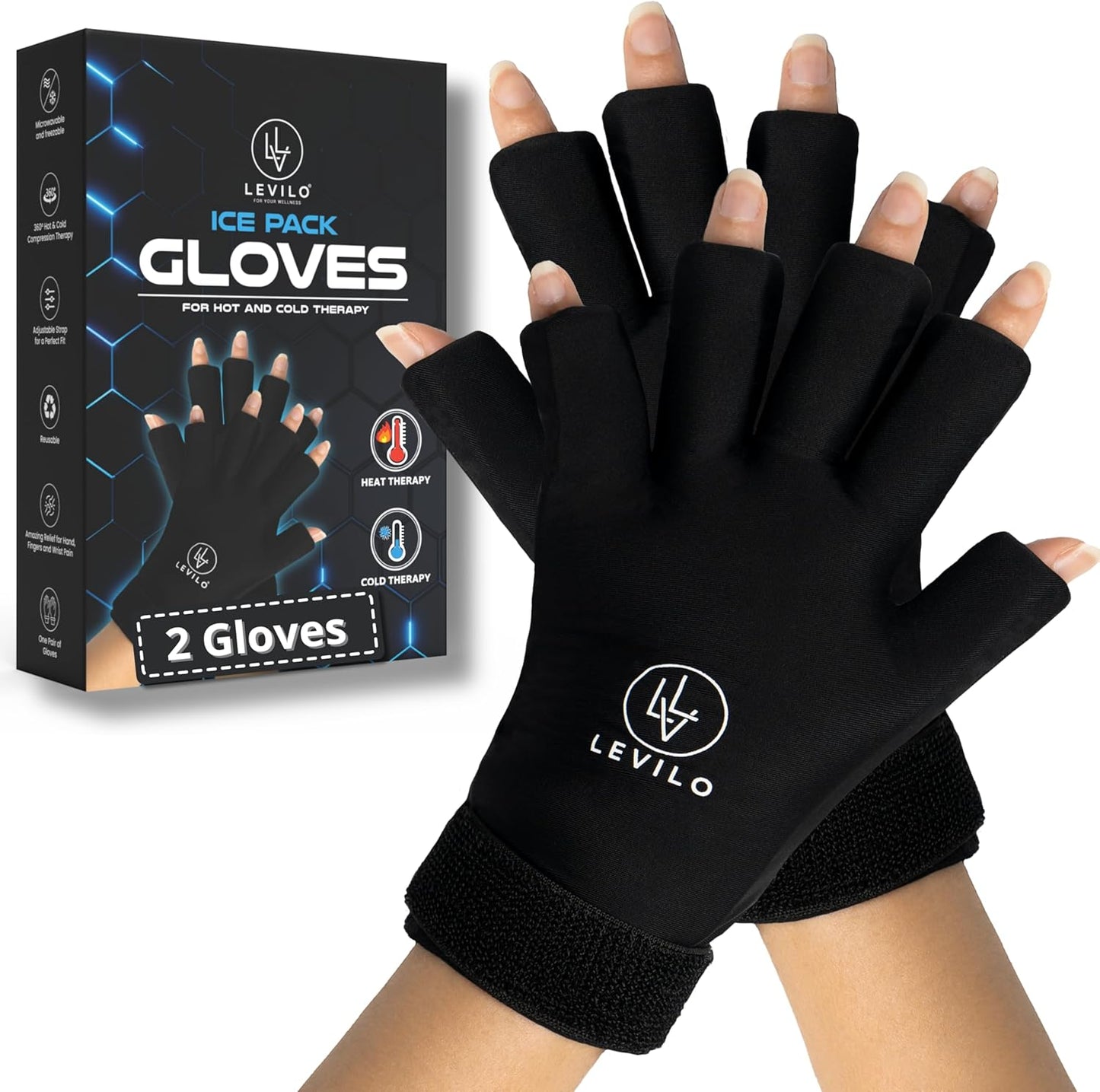 LEVILO Hand Ice Pack Gloves for Arthritis and Joint Pain Relief