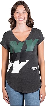 Ultra Game NFL Womens Vintage V-Neck T-Shirt for Game Day Style