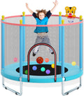 55 Inch Trampoline for Kids with Safety Enclosure and Hoop