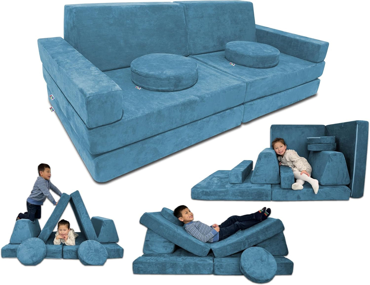 Mod Blox 10 Piece Soft Modular Kids Play Couch for Fun Adventures