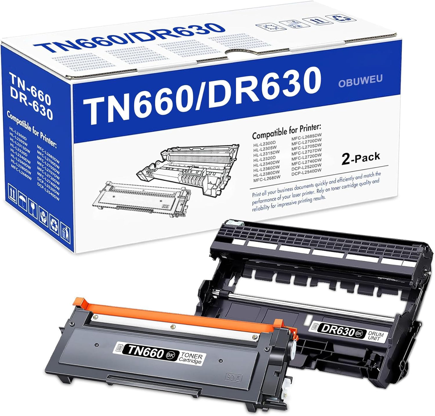 Compatible TN660 Toner Cartridge & DR630 Drum Unit for Brother