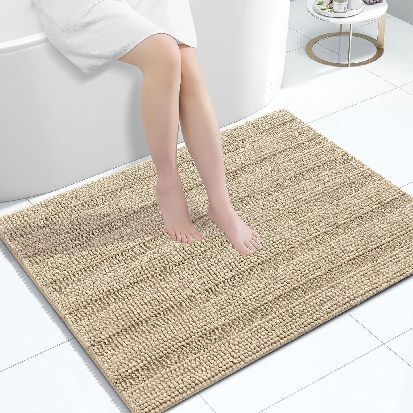 Chenille Striped Bathroom Rugs for Luxurious Comfort and Style
