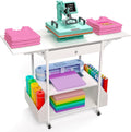 Foldable Heat Press Table - Mobile Workbench with Vinyl Storage