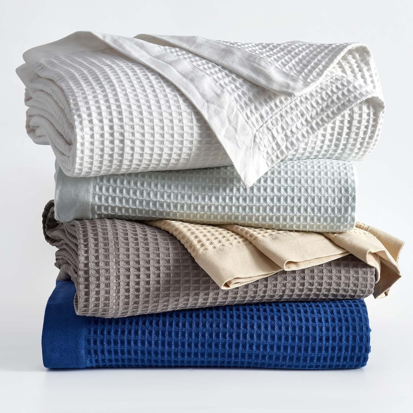 100% Cotton Blanket for Twin Size Bed - Lightweight Waffle Weave
