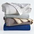 100% Cotton King Size Bed Blanket Blue Waffle Weave - Lightweight