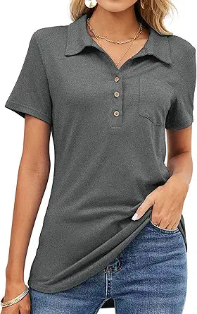 TFSDOD Womens Short Sleeve Polo T Shirts for Office Work Style