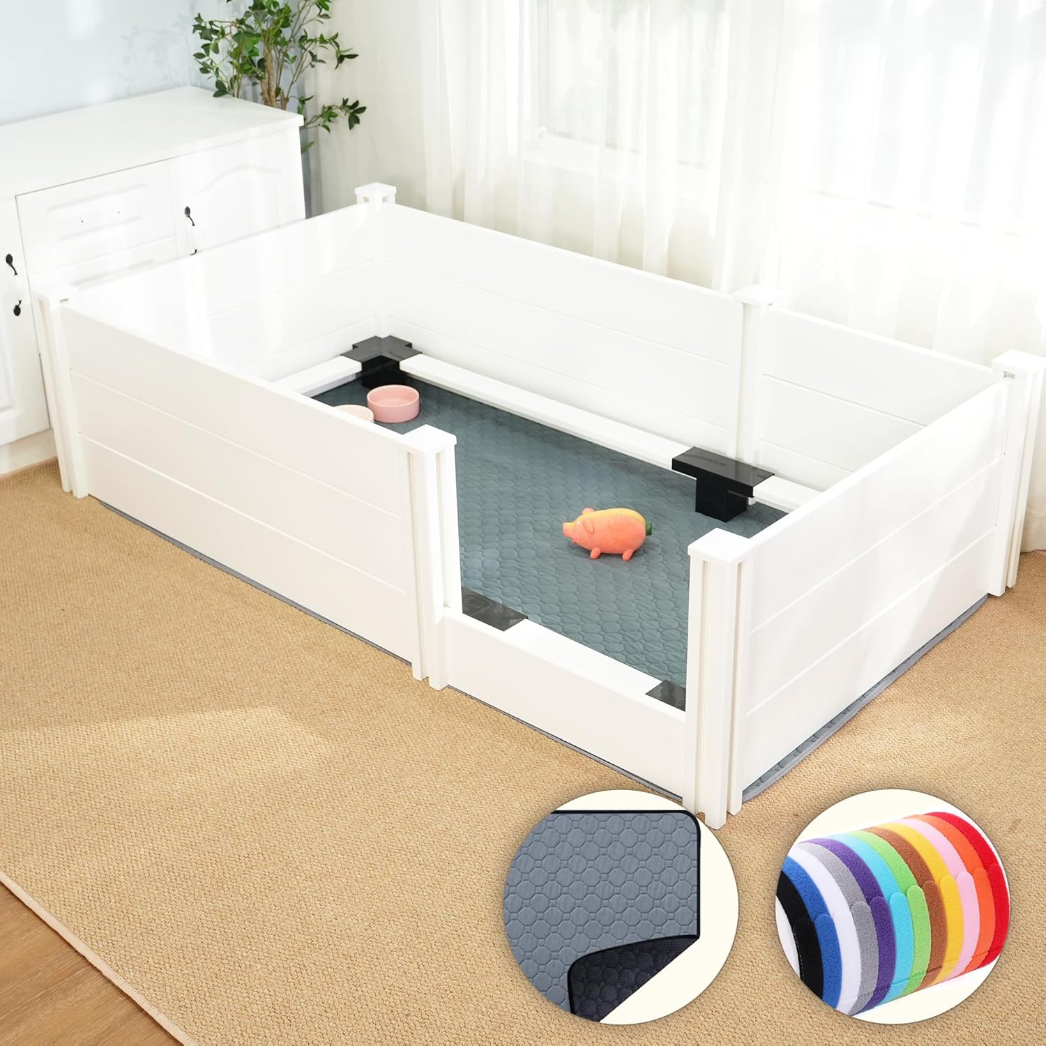 Whelping Box for Dogs and Puppies with Rails - 72in L x 40in W