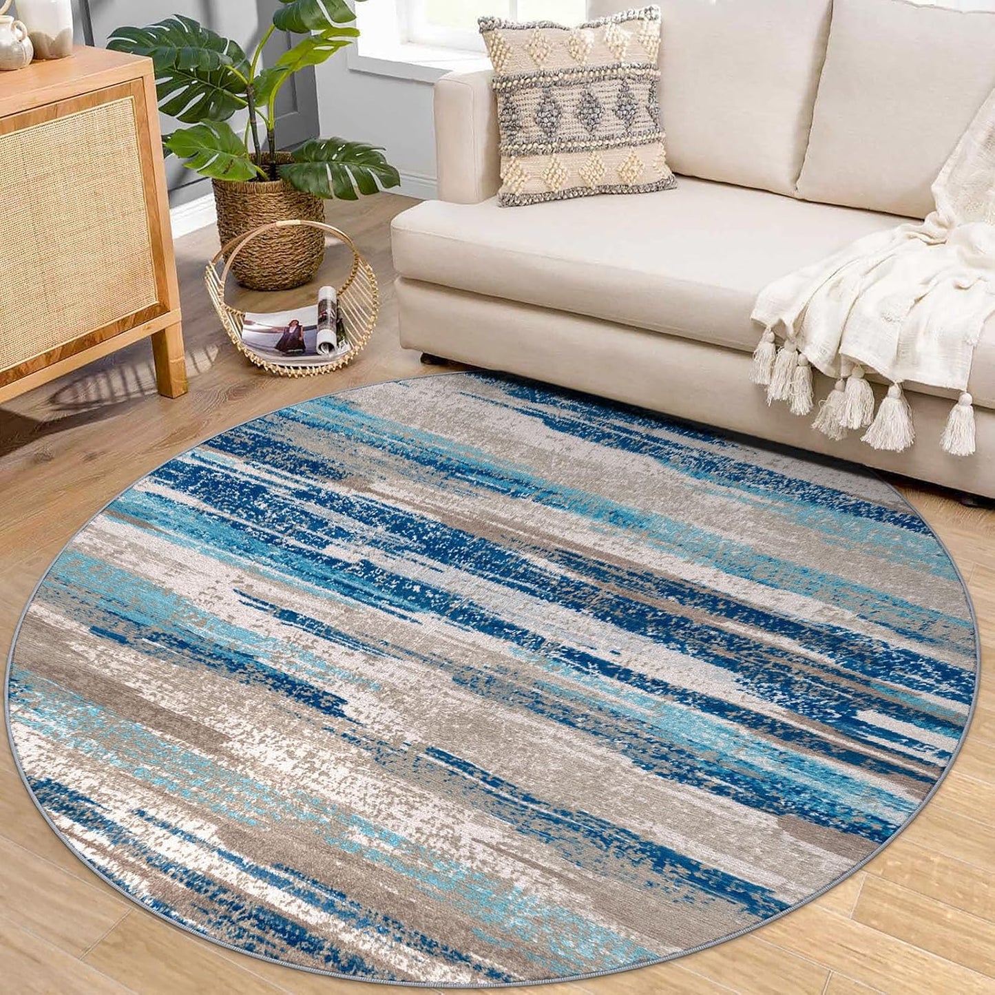 Modern Abstract Round Rug 6Ft for Stylish Living Spaces