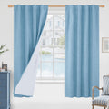 LAMIT Blue 100% Blackout Linen Curtains, 38 x 63 in Pair - Darkening