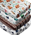 Woodland Forest Animals Fitted Baby Crib Sheets 4 Pack - Soft Neutral