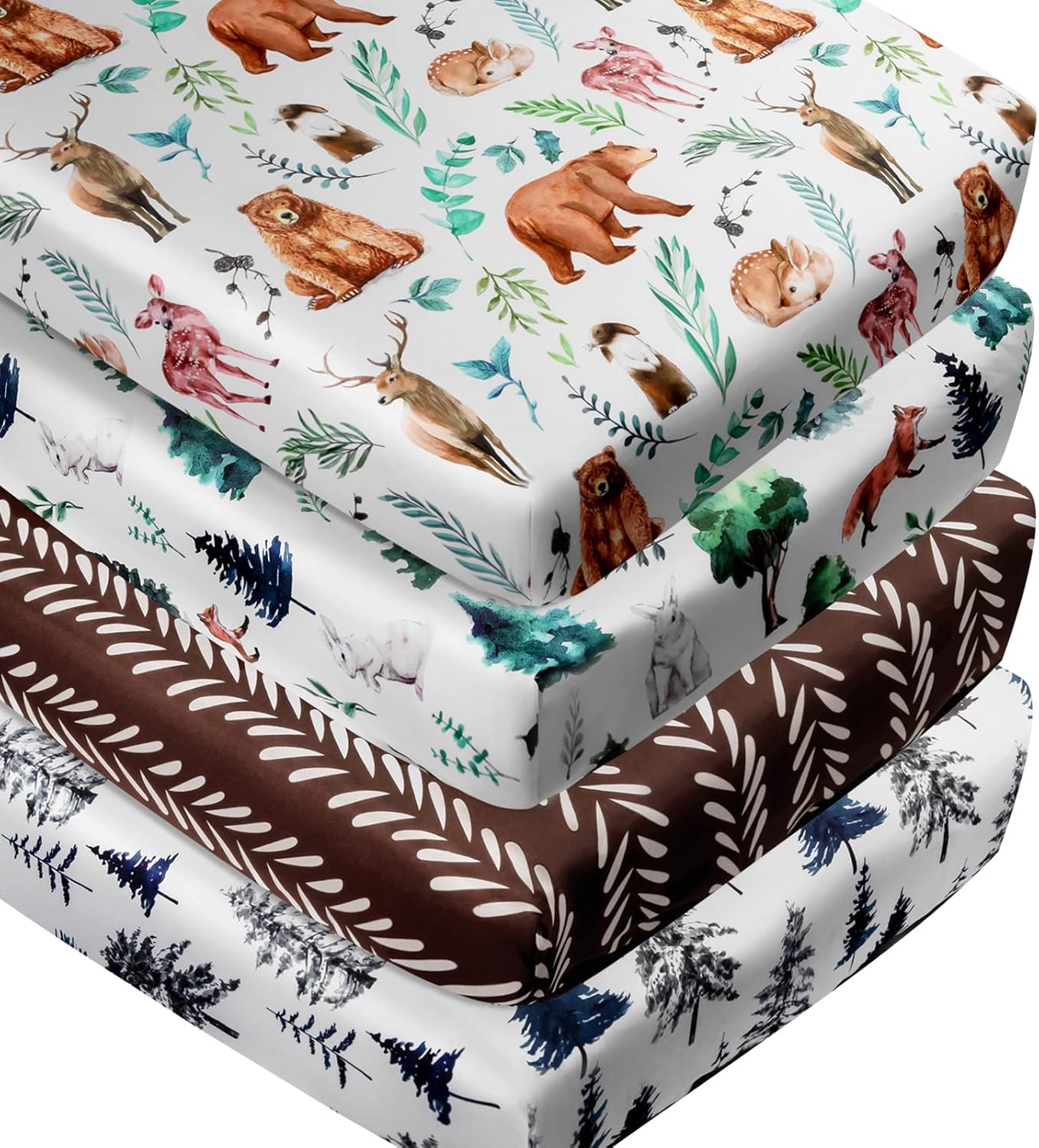Woodland Forest Animals Baby Crib Sheets Set for Nursery Use