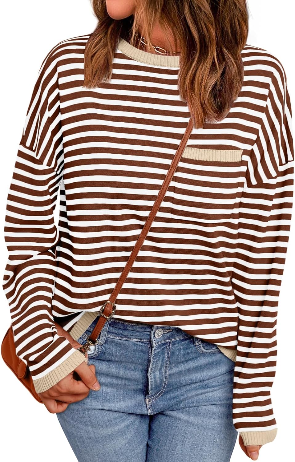 LILLUSORY Womens Striped Soft Knit Pullover Sweater for Style