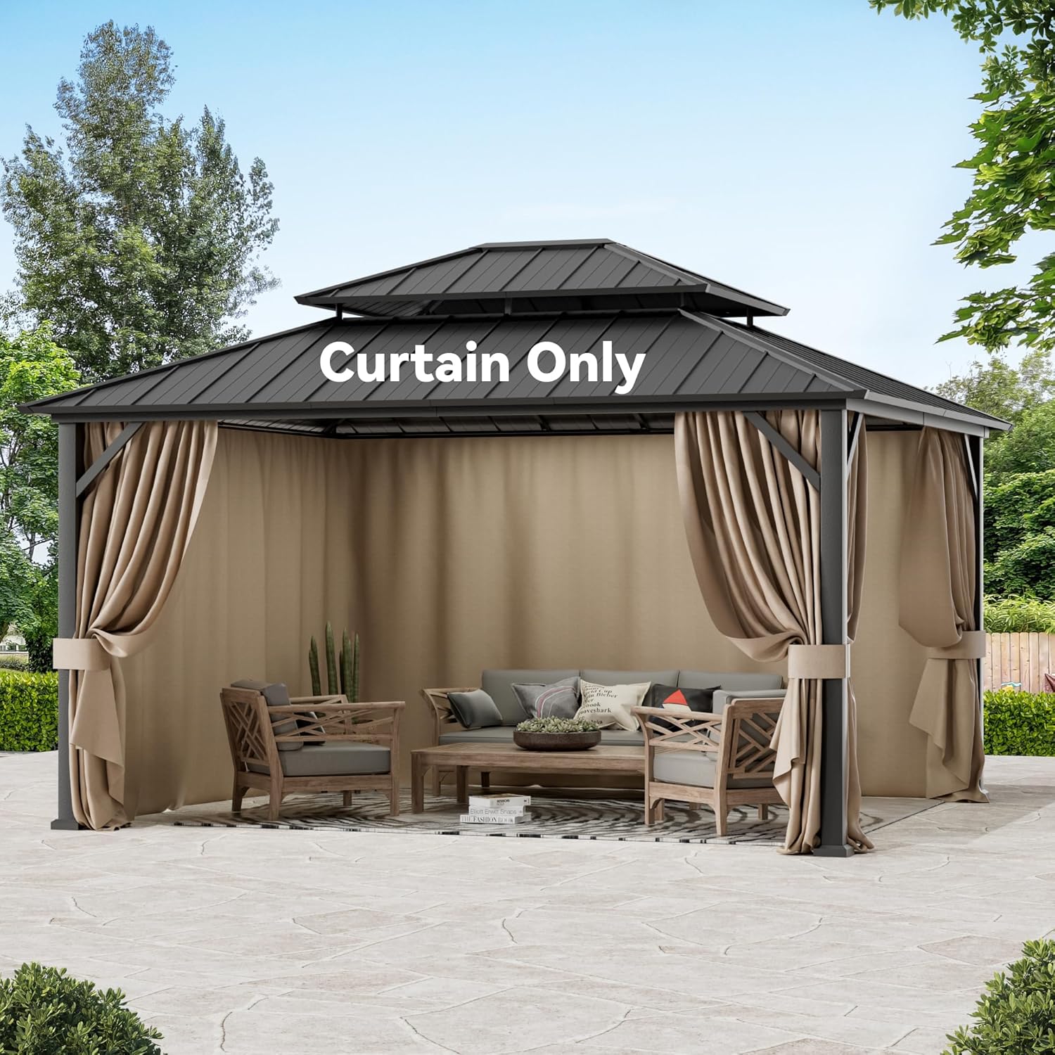 Universal 4-Panel Gazebo Curtain Replacement for Outdoor Use