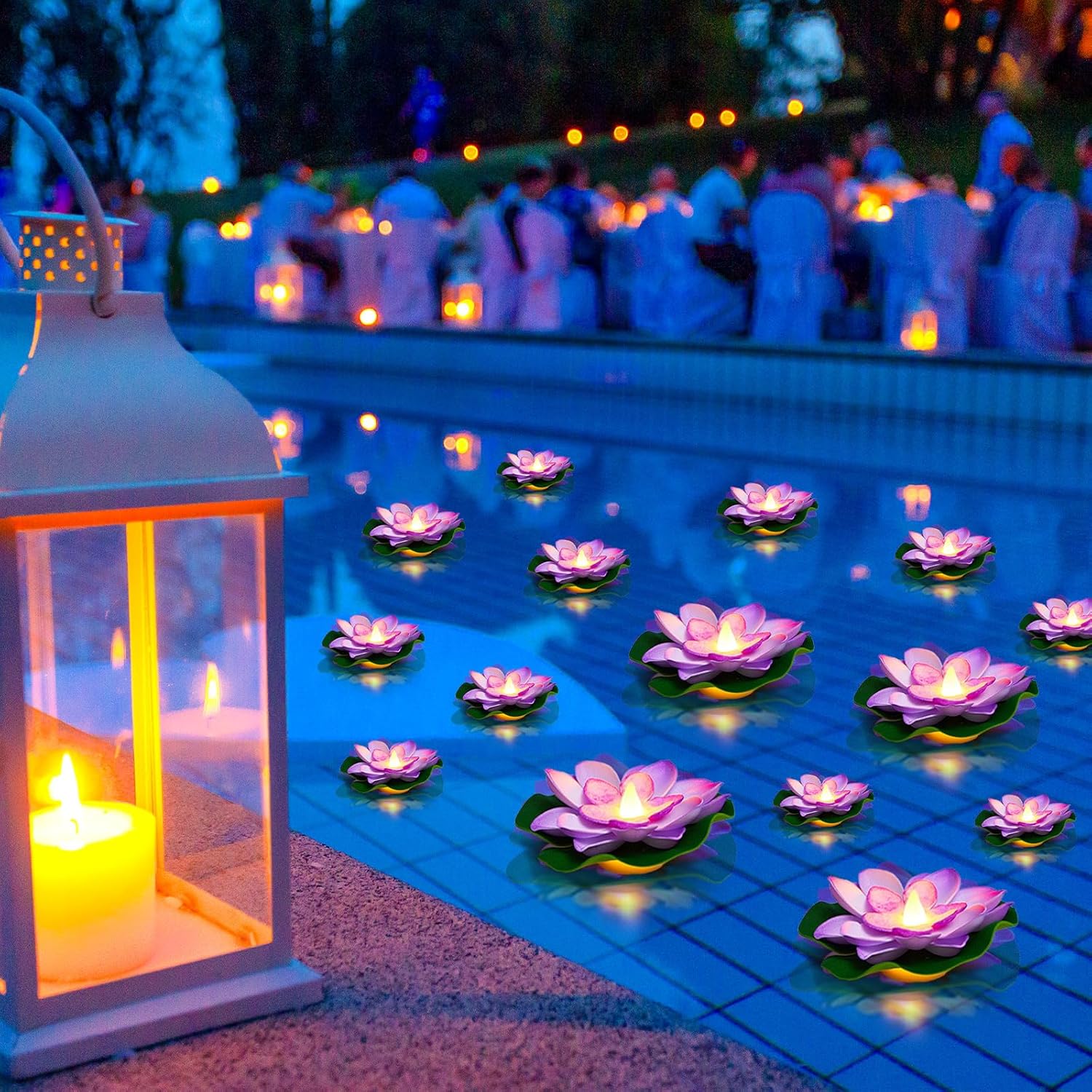 Lifelike Lotus Floating Lights for Pool Decor by Liliful
