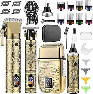 Professional Hair Clippers Set for Men with T-Blade Trimmer
