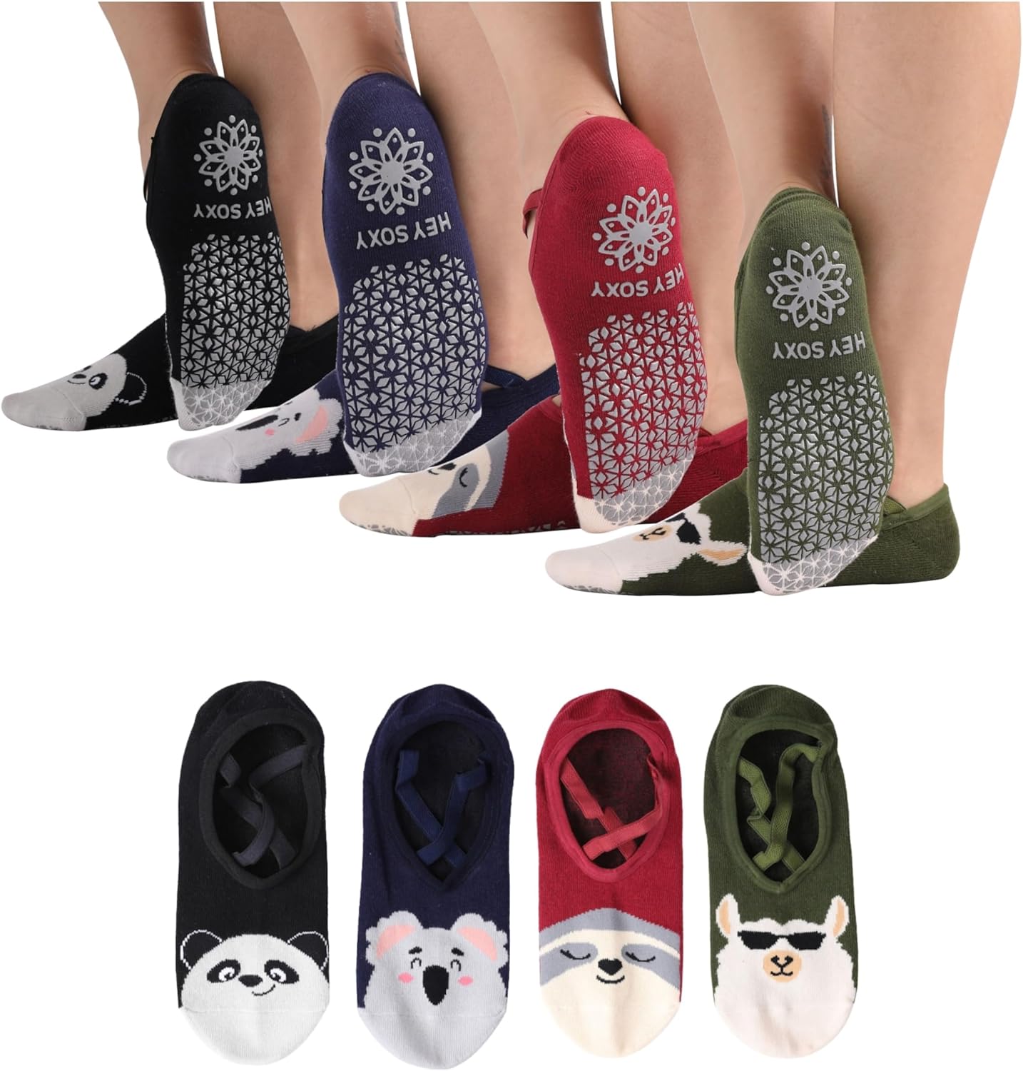 Non-Slip Yoga Socks w/ Grips 2-Pairs: Stay Steady, Move Freely!