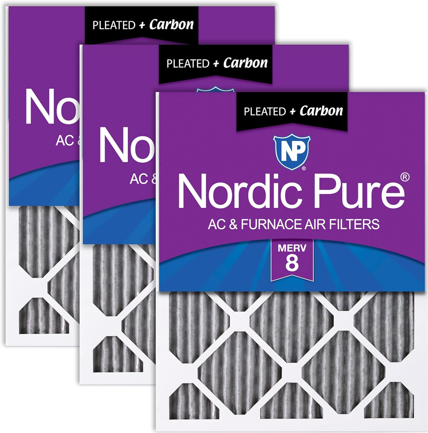 Nordic Pure 20x24x1 Furnace Air Filters with Carbon 3 Pack
