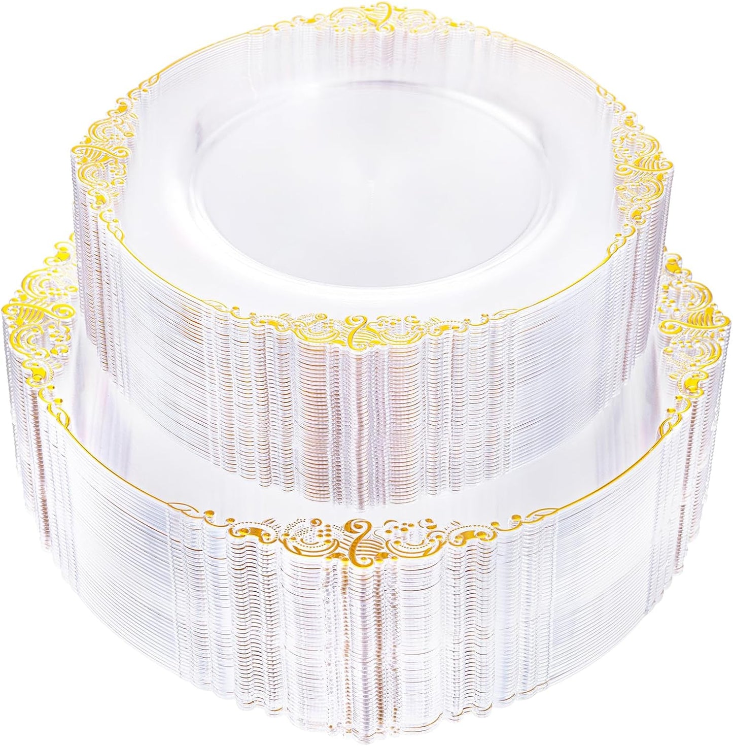 Sparkling Gold Rim Plates Set - Perfect for Events!