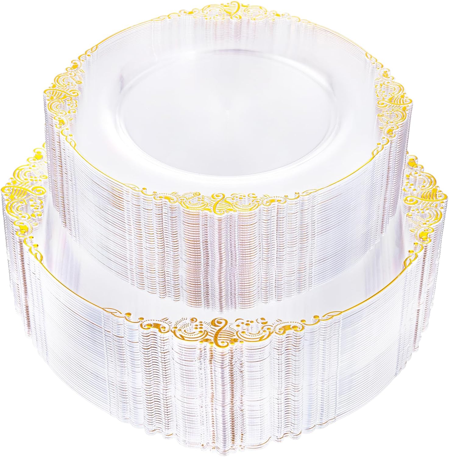 Sparkling Gold Rim Plates Set - Perfect for Events!