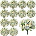 Tigeen 12 Bundles Peonies Artificial Flowers Faux Roses Bouquet