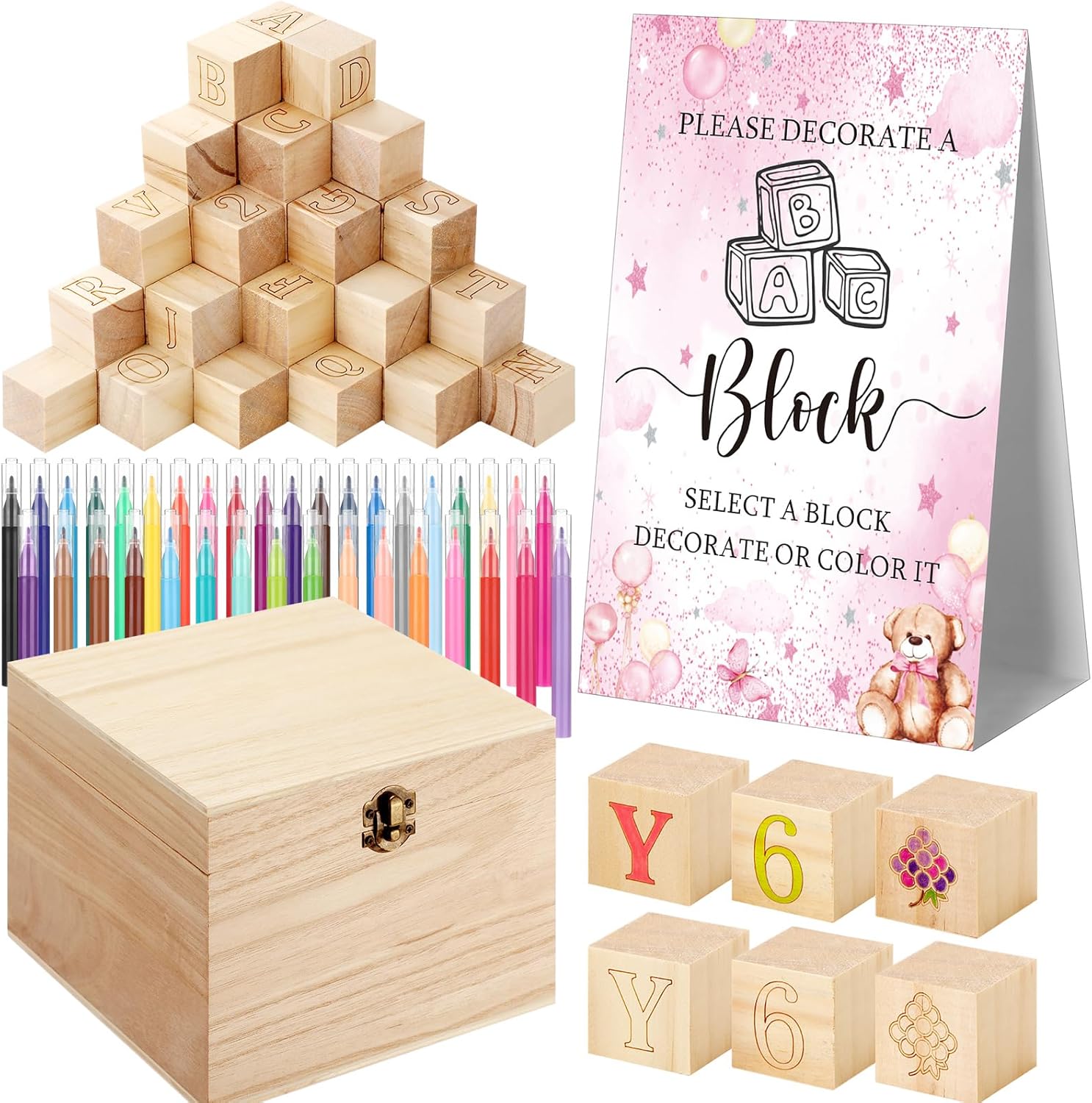 Marsui Baby Shower Blocks Game Kit for Fun Gender Reveal Parties