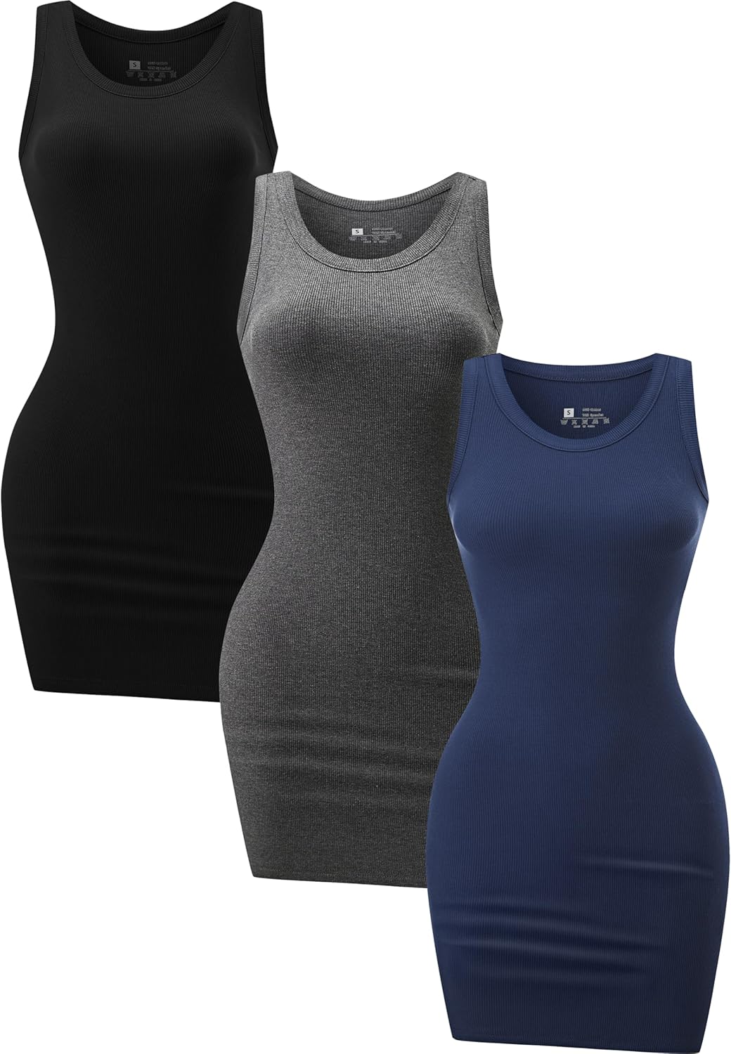 3 Pack Summer Dresses for Women 2025 Ribbed Tank Dress