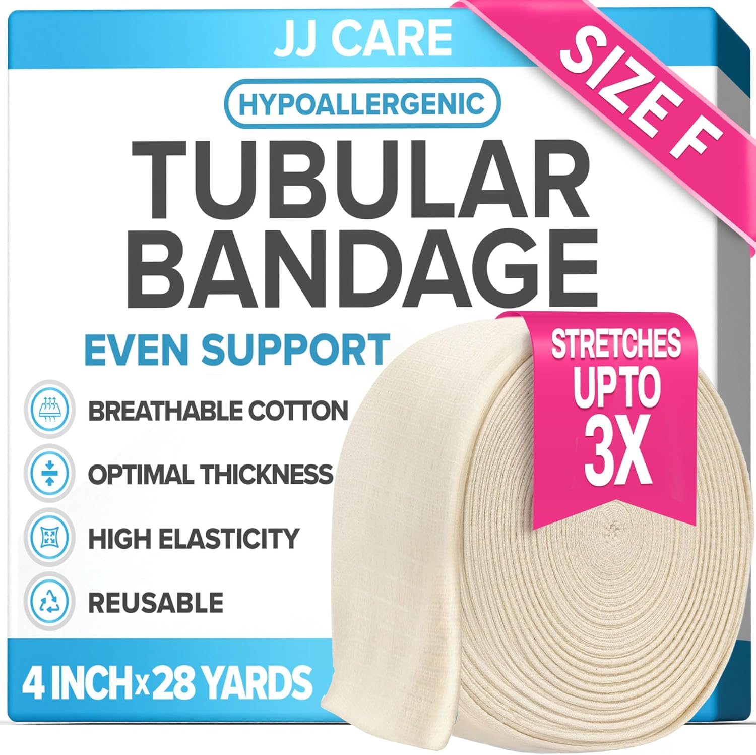 JJ CARE Tubular Bandage for Legs and Knees - Compression Support