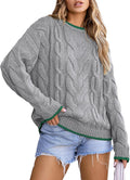 EVALESS Color Block Crewneck Sweater for Women - Cozy