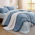 Bedsure Twin Comforter Set - 5 Piece Grayish Blue Twin Bedding Set