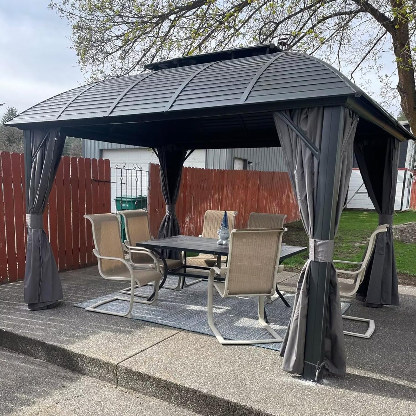 Domi 10ftx12ft Hardtop Gazebo with Double Roof for Outdoor Use