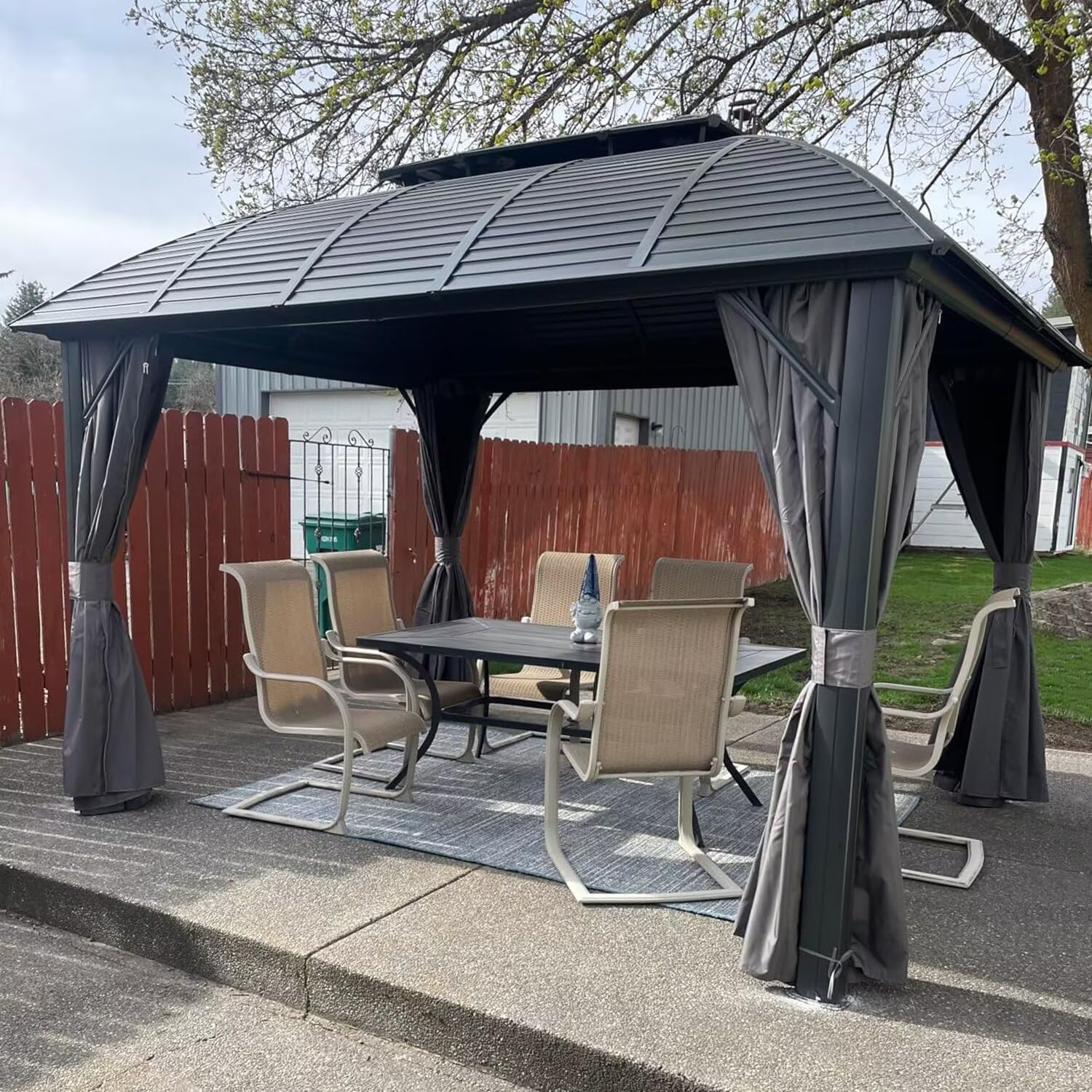 Domi 10ftx12ft Hardtop Gazebo with Double Roof for Outdoor Use