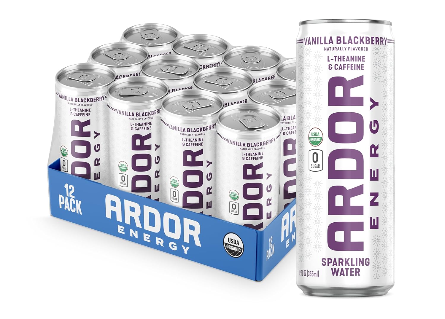 ARDOR ENERGY Sparkling Water with Natural Caffeine & L-Theanine