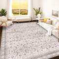 9x12 Area Rug Beige Grey/Light Cream - Foldable Stain-Resistant Rug