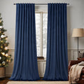 Dark Blue Velvet Curtains 96 in 2 Panels - Thick Thermal Blackout