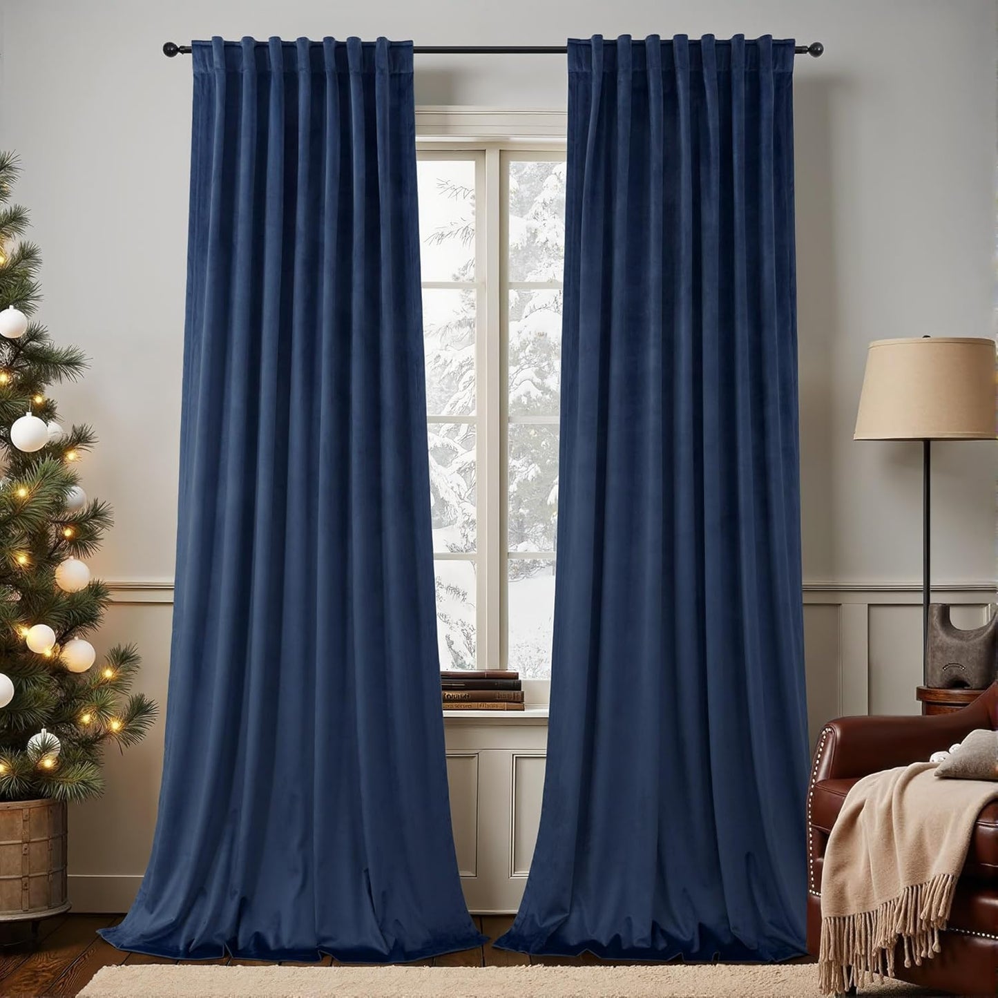 Dark Blue Velvet Curtains for Boys Bedroom and Living Room