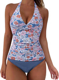 Women Halter Tankini Bathing Suit Slimming Tummy Control - Two Piece