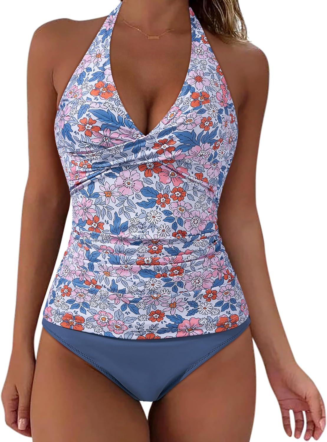 SUUKSESS Women Sexy Halter Tankini Bathing Suits for Summer