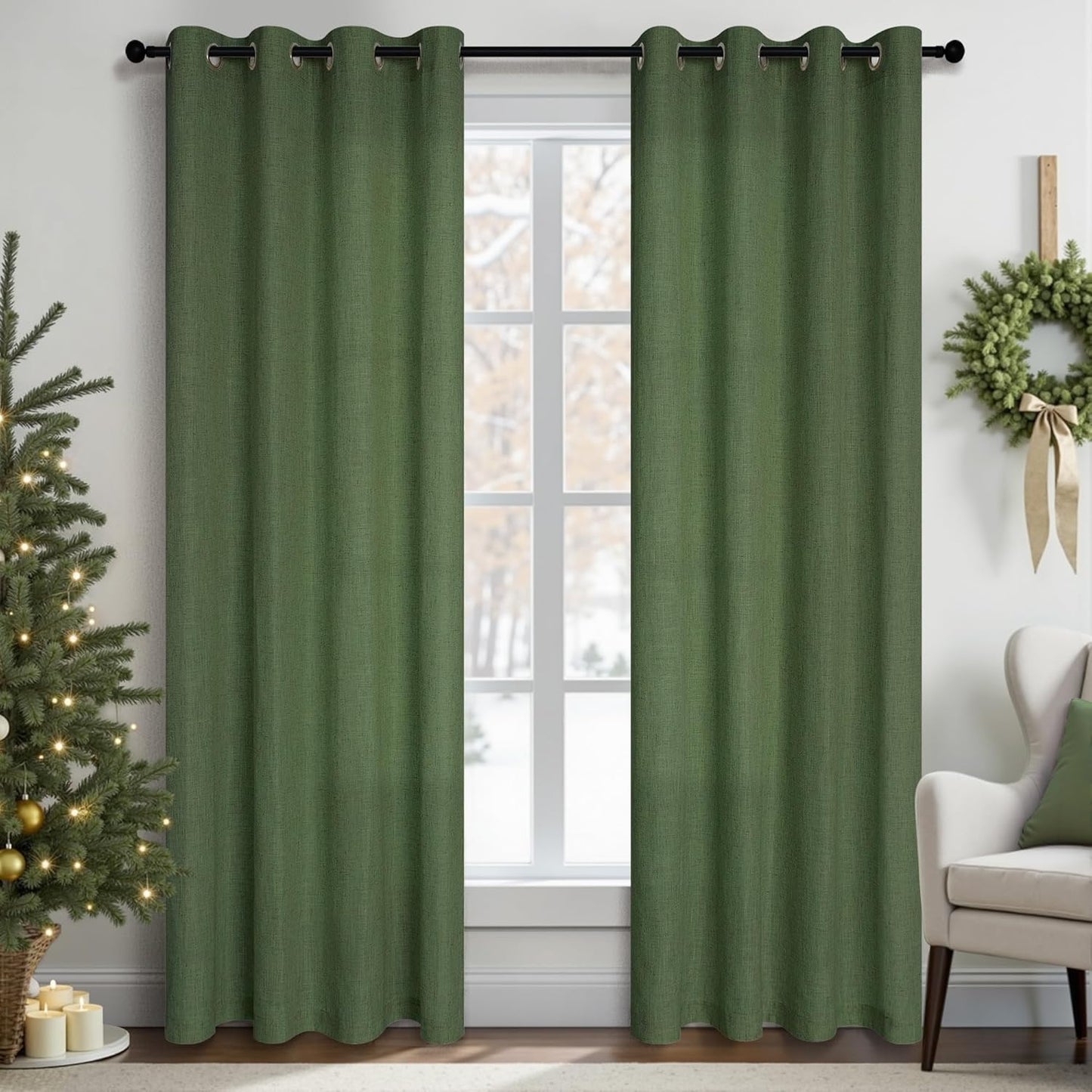 Pitalk Olive Green Curtains 96 Inches Long for Modern Farmhouse