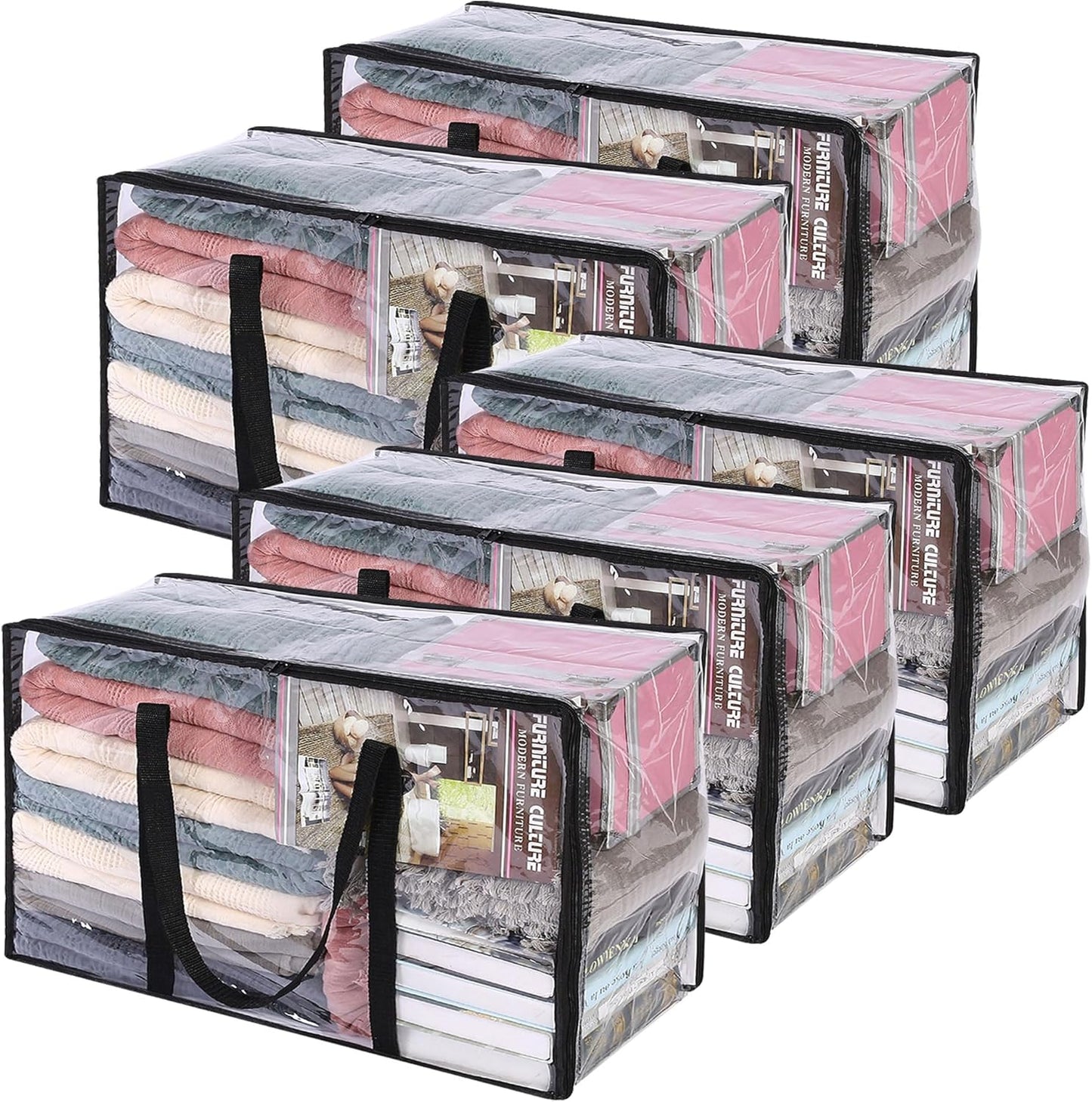 Vieshful 5 Pack Clear Comforter Storage Bags for Easy Organizing