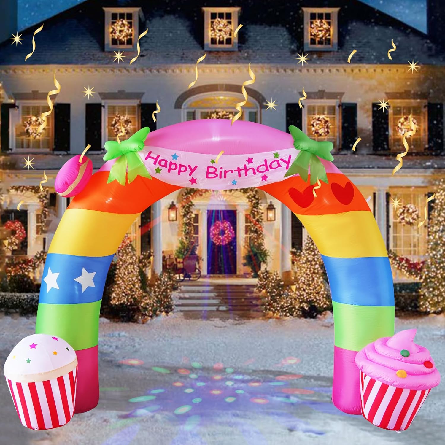 11FT Rainbow Birthday Arch Inflatable Decoration for Parties