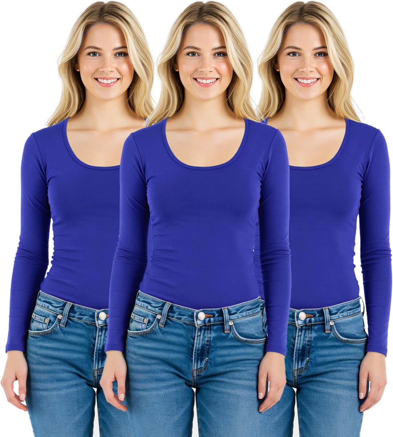 Emmalise Women's Basic Athletic Fit Long Sleeve Tee for Comfort