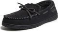 Dearfoams Men's Microsuede Moccasin with Tie Slipper - Cozy All-Day