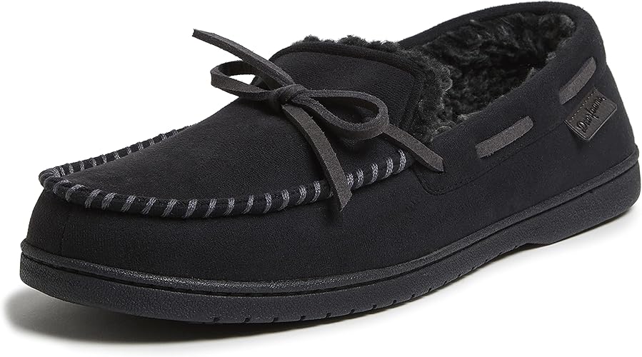 Dearfoams Men's Microsuede Moccasin Slipper for Ultimate Comfort