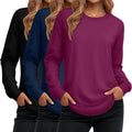 Ficerd 3 Pack Women's Long Sleeve Tunic Shirts - Soft Cotton Blend