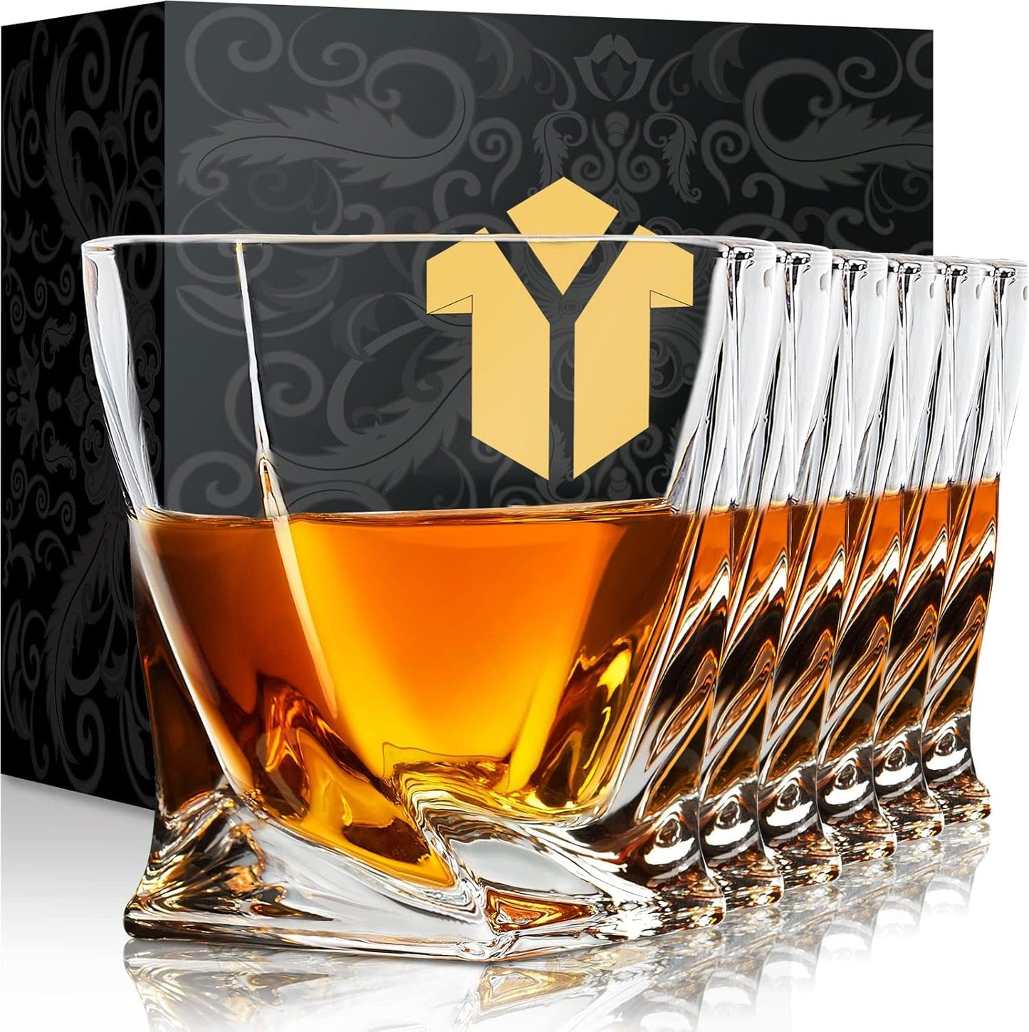 Old Fashioned Whiskey Glasses Set of 6 - Perfect Gift Idea
