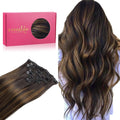 Clip in Hair Extensions 18 in 120g Balayage Dark Brown to Chestnut