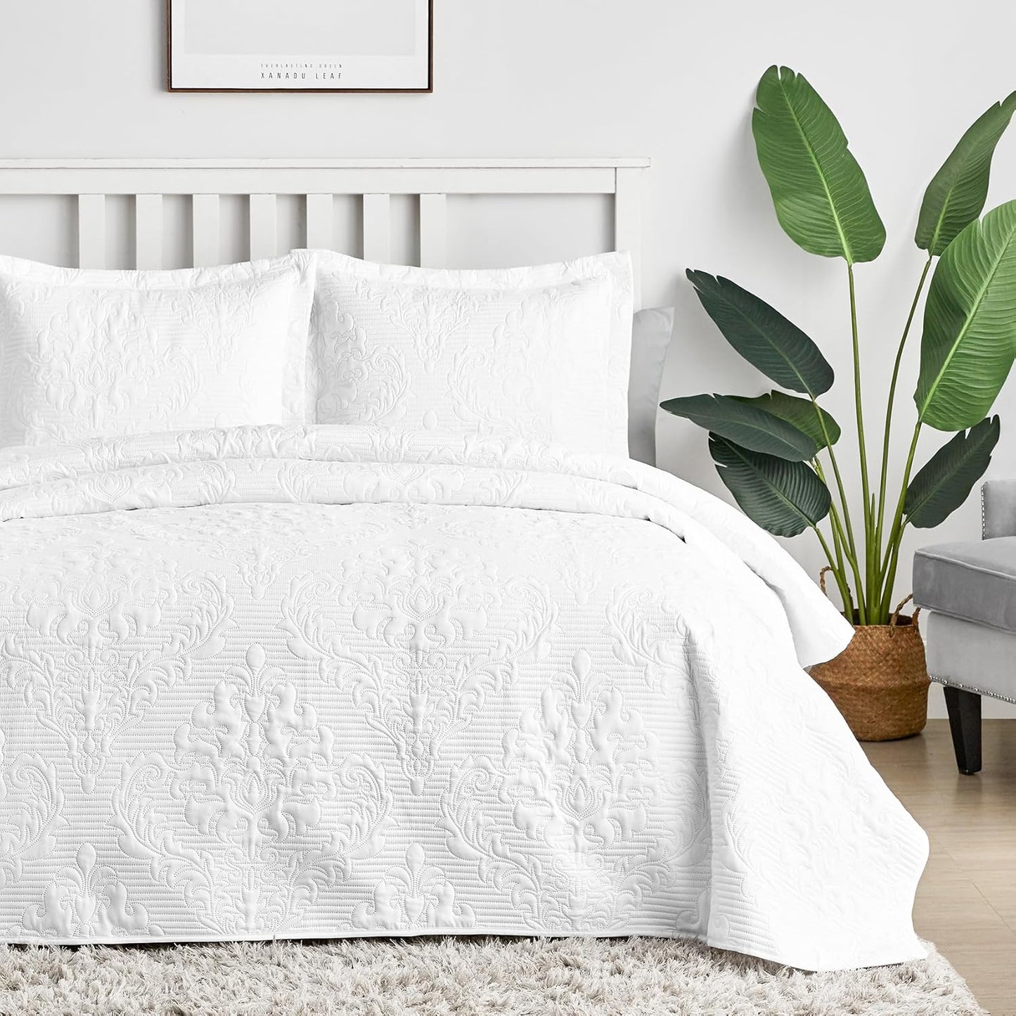Hansleep White Quilt King Size - Soft Lightweight Bedspread Set